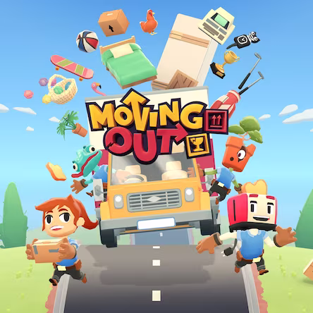 Обложка игры Moving Out — хаотичный симулятор переезда с кооперативным режимом для PS4 и PS5